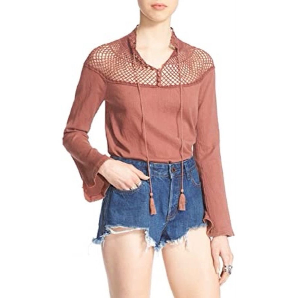 Free People On The Island Bell Sleeve Peasant Top